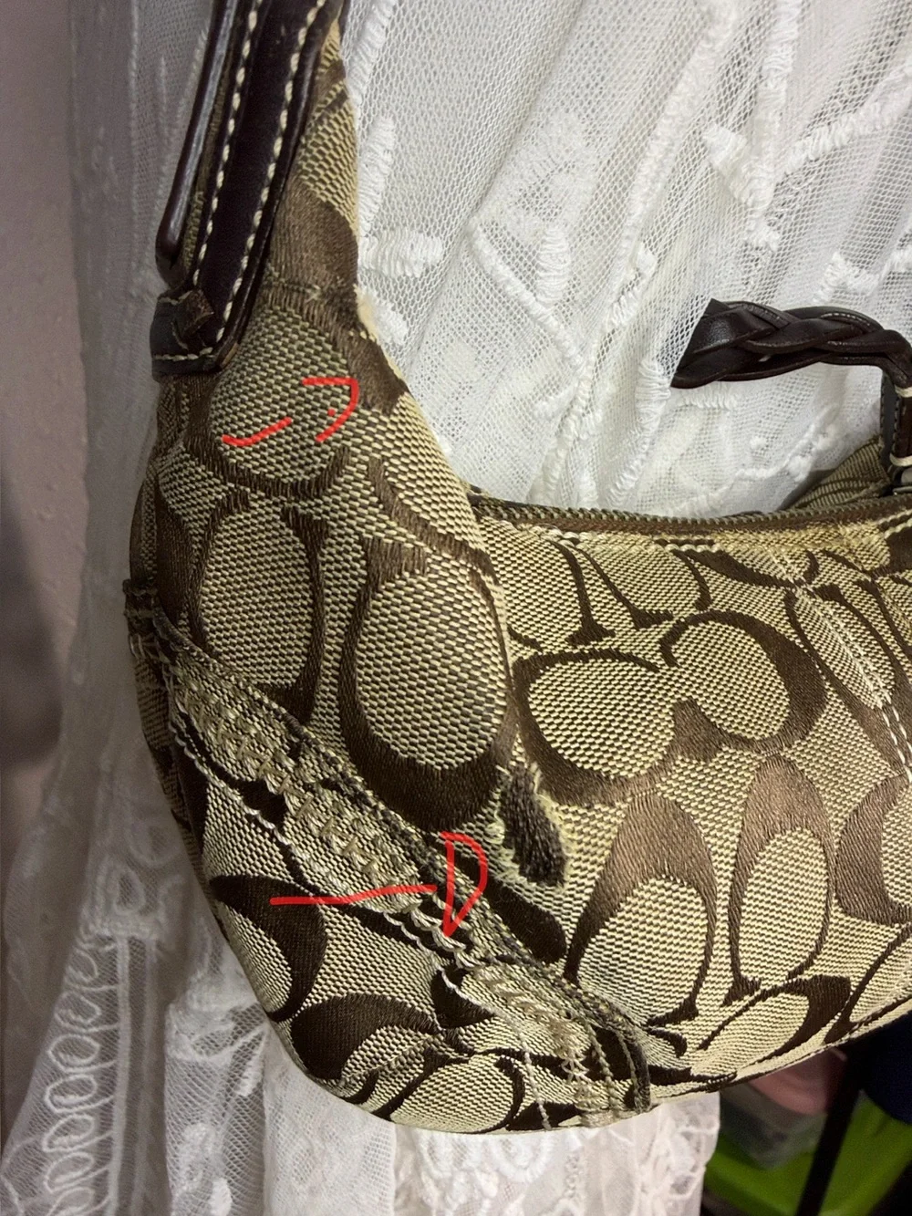 Vintage mini Coach Signature Canvas Hobo Brown_9